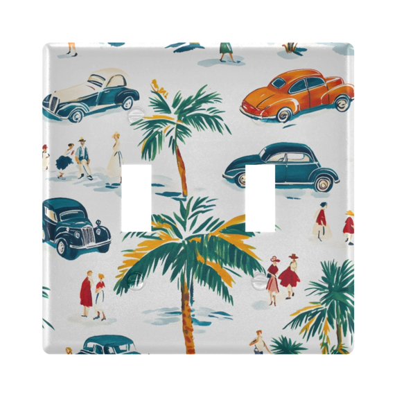 Dailycode Light Switch Plate Covers 2 Gang Wall Plate Plastics Outlet Covers for Kitchen Home Office Decor Car Tree People