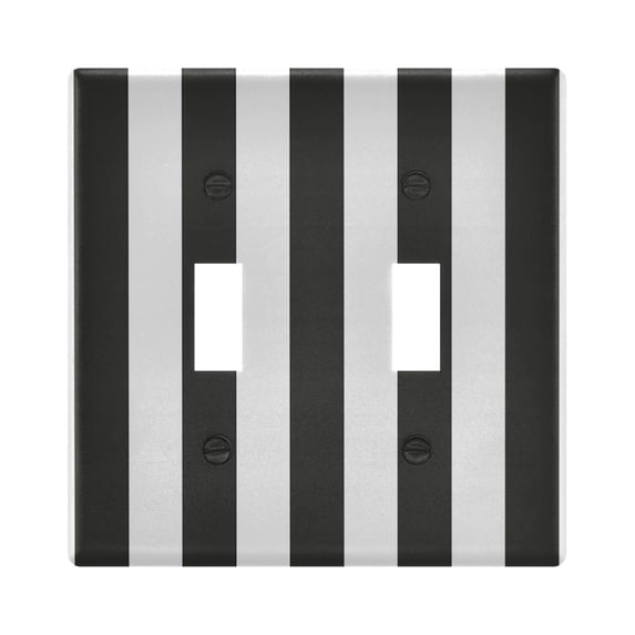 Dailycode Light Switch Plate Covers 2 Gang Wall Plate Plastics Outlet Covers for Kitchen Home Office Decor Carbon Black and White Stripes