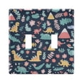 thumbnail image 1 of Dailycode Light Switch Plate Covers 2 Gang Wall Plate Plastics Outlet Covers for Kitchen Home Office Decor Cartoon Dinosaur Leaf Mountain, 1 of 8