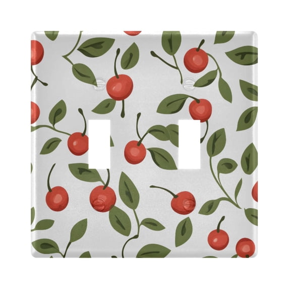 Dailycode Light Switch Plate Covers 2 Gang Wall Plate Plastics Outlet Covers for Kitchen Home Office Decor Cherry with Leaf