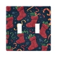 thumbnail image 1 of Dailycode Light Switch Plate Covers 2 Gang Wall Plate Plastics Outlet Covers for Kitchen Home Office Decor Christmas Stockings with Candy Cane, 1 of 8