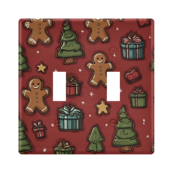 Dailycode Light Switch Plate Covers 2 Gang Wall Plate Plastics Outlet Covers for Kitchen Home Office Decor Christmas Tree Gift
