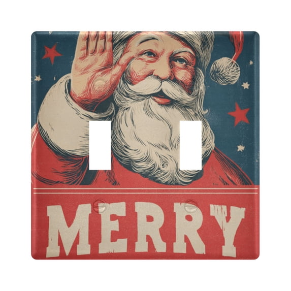 Dailycode Light Switch Plate Covers 2 Gang Wall Plate Plastics Outlet Covers for Kitchen Home Office Decor Classic Santa Claus and Stars