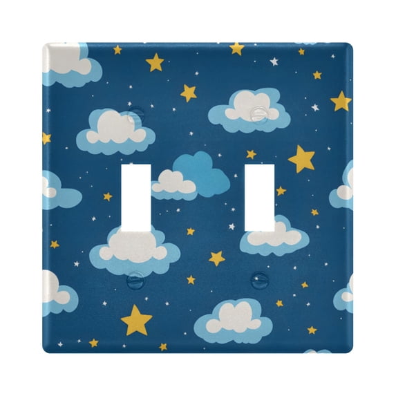Dailycode Light Switch Plate Covers 2 Gang Wall Plate Plastics Outlet Covers for Kitchen Home Office Decor Clouds and Star