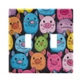 thumbnail image 1 of Dailycode Light Switch Plate Covers 2 Gang Wall Plate Plastics Outlet Covers for Kitchen Home Office Decor Colorful Pig Face, 1 of 8