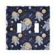 thumbnail image 1 of Dailycode Light Switch Plate Covers 2 Gang Wall Plate Plastics Outlet Covers for Kitchen Home Office Decor Cute Bear in Space, 1 of 8