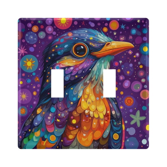 Dailycode Light Switch Plate Covers 2 Gang Wall Plate Plastics Outlet Covers for Kitchen Home Office Decor Cute Bird and Star