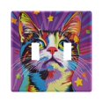 thumbnail image 1 of Dailycode Light Switch Plate Covers 2 Gang Wall Plate Plastics Outlet Covers for Kitchen Home Office Decor Cute Cat and Star, 1 of 8
