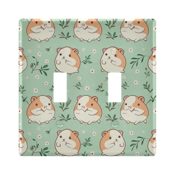 Dailycode Light Switch Plate Covers 2 Gang Wall Plate Plastics Outlet Covers for Kitchen Home Office Decor Cute Hamster and Leaf