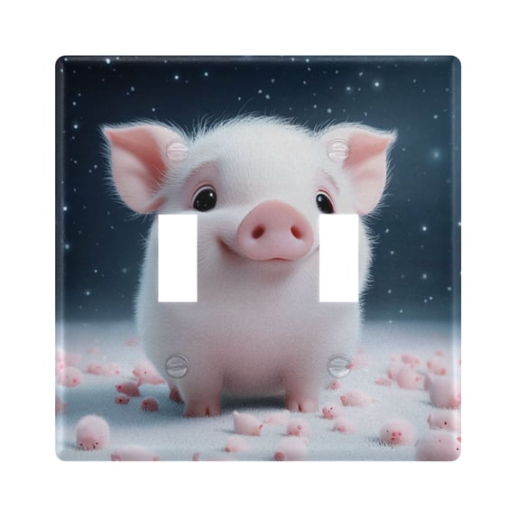 Dailycode Light Switch Plate Covers 2 Gang Wall Plate Plastics Outlet Covers for Kitchen Home Office Decor Cute Pig and Flower Petals