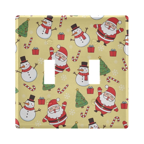 Dailycode Light Switch Plate Covers 2 Gang Wall Plate Plastics Outlet Covers for Kitchen Home Office Decor Cute Santa Claus Snowman Tree
