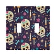 thumbnail image 1 of Dailycode Light Switch Plate Covers 2 Gang Wall Plate Plastics Outlet Covers for Kitchen Home Office Decor Cute Skull Candles Bone, 1 of 8