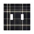 thumbnail image 1 of Dailycode Light Switch Plate Covers 2 Gang Wall Plate Plastics Outlet Covers for Kitchen Home Office Decor Dark Navy Blue Plaid, 1 of 8