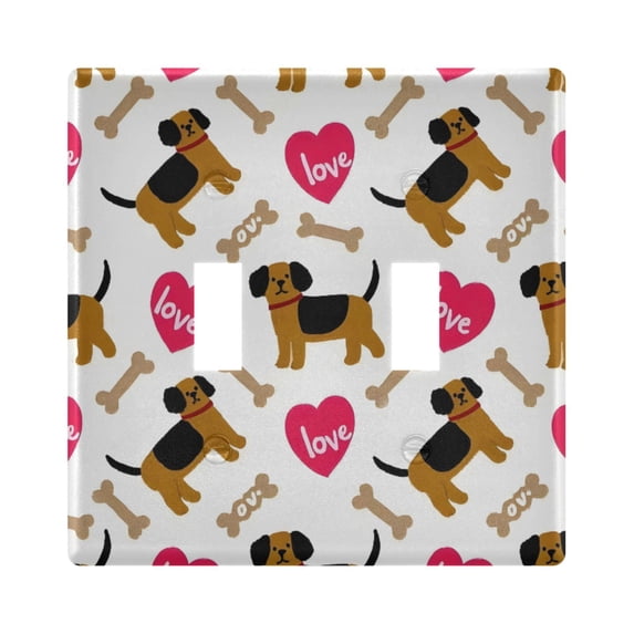 Dailycode Light Switch Plate Covers 2 Gang Wall Plate Plastics Outlet Covers for Kitchen Home Office Decor Dog Bones Love Heart