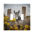 thumbnail image 1 of Dailycode Light Switch Plate Covers 2 Gang Wall Plate Plastics Outlet Covers for Kitchen Home Office Decor Donkey with Chrysanthemum Flower, 1 of 8