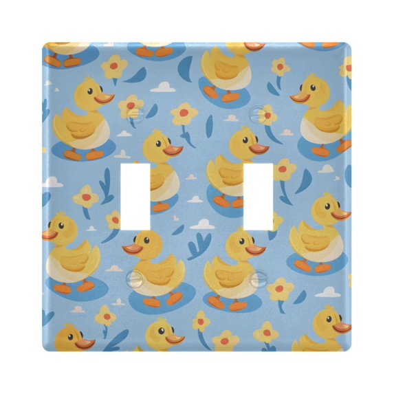 Dailycode Light Switch Plate Covers 2 Gang Wall Plate Plastics Outlet Covers for Kitchen Home Office Decor Duck on Water