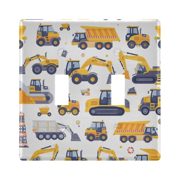 Dailycode Light Switch Plate Covers 2 Gang Wall Plate Plastics Outlet Covers for Kitchen Home Office Decor Excavator Dump Truck