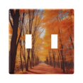 thumbnail image 1 of Dailycode Light Switch Plate Covers 2 Gang Wall Plate Plastics Outlet Covers for Kitchen Home Office Decor Fall Leaves with Forest, 1 of 8