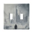 thumbnail image 1 of Dailycode Light Switch Plate Covers 2 Gang Wall Plate Plastics Outlet Covers for Kitchen Home Office Decor Fantasy Planet City, 1 of 8