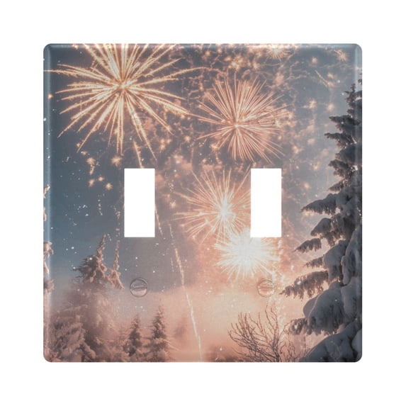 Dailycode Light Switch Plate Covers 2 Gang Wall Plate Plastics Outlet Covers for Kitchen Home Office Decor Fireworks in Snow