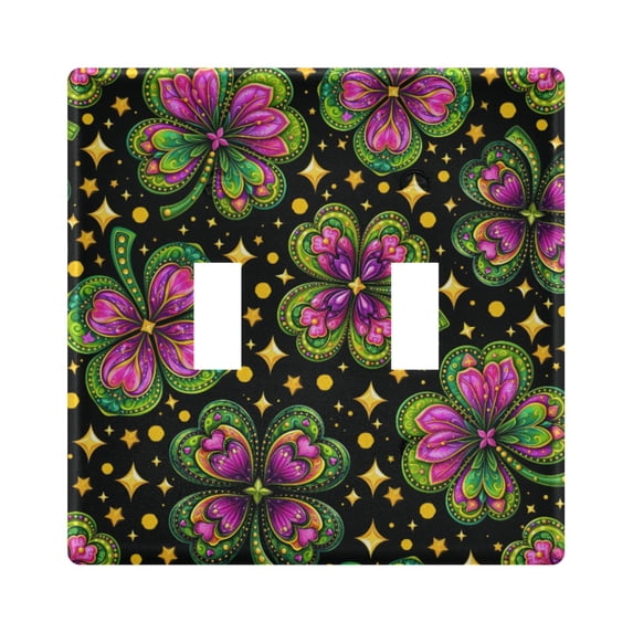 Dailycode Light Switch Plate Covers 2 Gang Wall Plate Plastics Outlet Covers for Kitchen Home Office Decor Four Leaf Clover Star