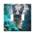 thumbnail image 1 of Dailycode Light Switch Plate Covers 2 Gang Wall Plate Plastics Outlet Covers for Kitchen Home Office Decor German Shepherd Dog Swimming Underwater, 1 of 8