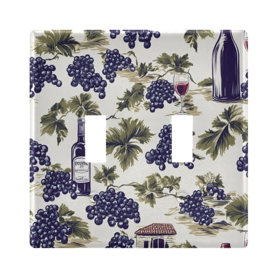 Dailycode Light Switch Plate Covers 2 Gang Wall Plate Plastics Outlet Covers for Kitchen Home Office Decor Grape Wine Leaf Estate
