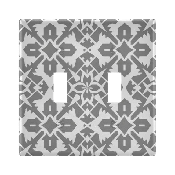 Dailycode Light Switch Plate Covers 2 Gang Wall Plate Plastics Outlet Covers for Kitchen Home Office Decor Gray Line Geometric