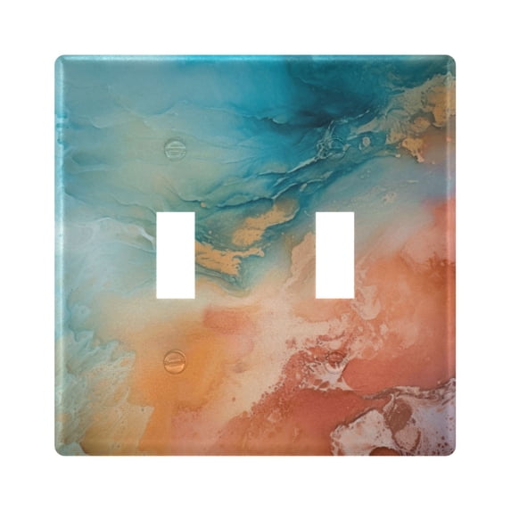 Dailycode Light Switch Plate Covers 2 Gang Wall Plate Plastics Outlet Covers for Kitchen Home Office Decor Green Blue Red Orange Marble