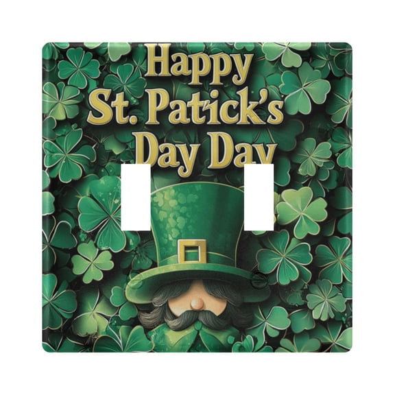 Dailycode Light Switch Plate Covers 2 Gang Wall Plate Plastics Outlet Covers for Kitchen Home Office Decor Happy St. Patrick's Day