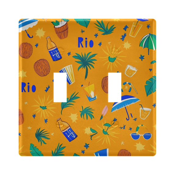 Dailycode Light Switch Plate Covers 2 Gang Wall Plate Plastics Outlet Covers for Kitchen Home Office Decor Leaf Umbrellas Beer Ball