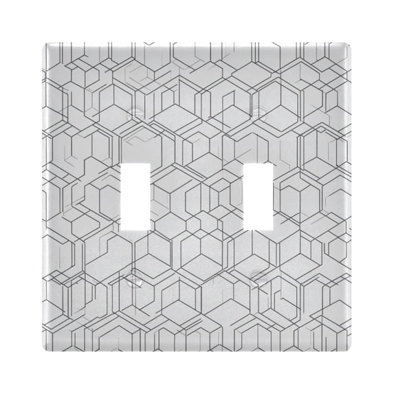Dailycode Light Switch Plate Covers 2 Gang Wall Plate Plastics Outlet Covers for Kitchen Home Office Decor Line Hexagonal Texture