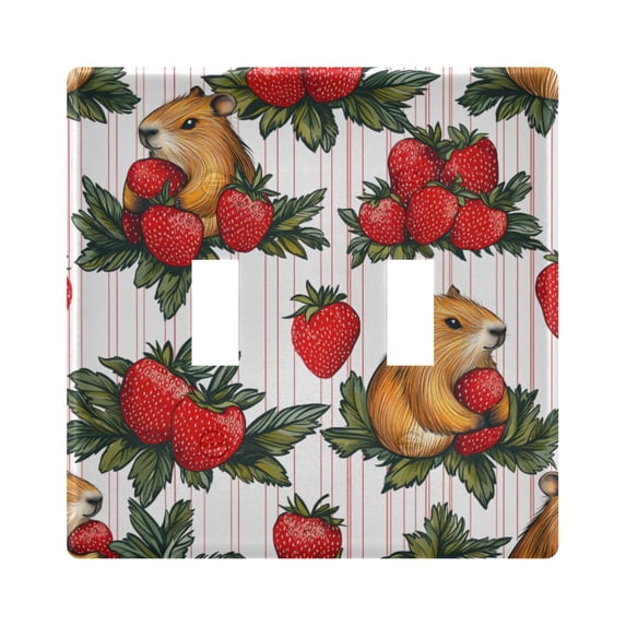 Dailycode Light Switch Plate Covers 2 Gang Wall Plate Plastics Outlet Covers for Kitchen Home Office Decor Marmot with Strawberry
