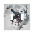 thumbnail image 1 of Dailycode Light Switch Plate Covers 2 Gang Wall Plate Plastics Outlet Covers for Kitchen Home Office Decor Monkey with Rod, 1 of 8