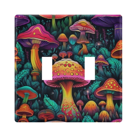 Dailycode Light Switch Plate Covers 2 Gang Wall Plate Plastics Outlet Covers for Kitchen Home Office Decor Mushroom and Leaves