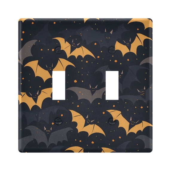 Dailycode Light Switch Plate Covers 2 Gang Wall Plate Plastics Outlet Covers for Kitchen Home Office Decor Orange Gray Black Bat Seamless