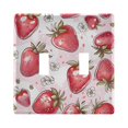 thumbnail image 1 of Dailycode Light Switch Plate Covers 2 Gang Wall Plate Plastics Outlet Covers for Kitchen Home Office Decor Pink Strawberry White Flowers, 1 of 8