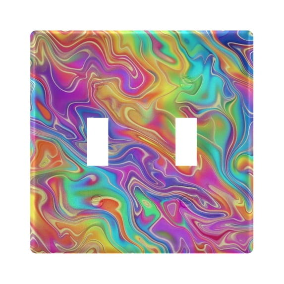 Dailycode Light Switch Plate Covers 2 Gang Wall Plate Plastics Outlet Covers for Kitchen Home Office Decor Rainbow Tie-dye