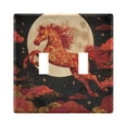 thumbnail image 1 of Dailycode Light Switch Plate Covers 2 Gang Wall Plate Plastics Outlet Covers for Kitchen Home Office Decor Red Horse Galloping under Moon, 1 of 8