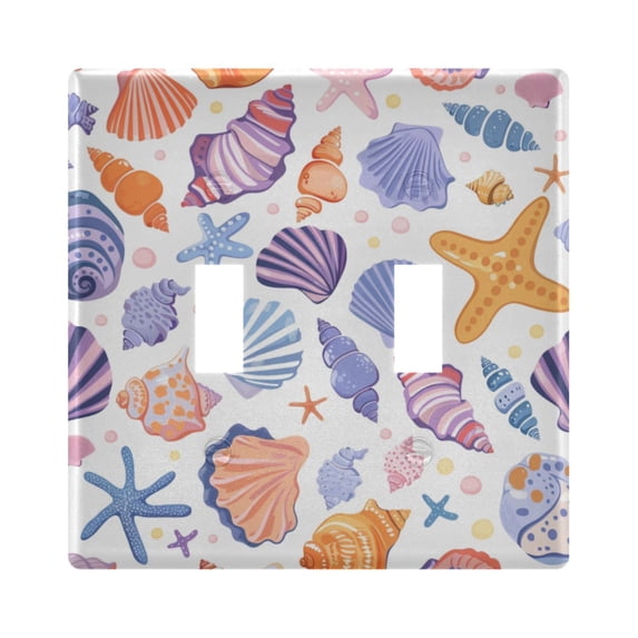 Dailycode Light Switch Plate Covers 2 Gang Wall Plate Plastics Outlet Covers for Kitchen Home Office Decor Shells and Starfish