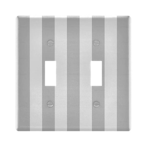Dailycode Light Switch Plate Covers 2 Gang Wall Plate Plastics Outlet Covers for Kitchen Home Office Decor Silver Gray and White Stripes
