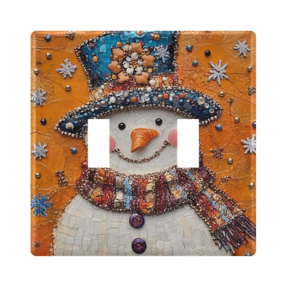 Dailycode Light Switch Plate Covers 2 Gang Wall Plate Plastics Outlet Covers for Kitchen Home Office Decor Snowman with Sparkling Gemstones