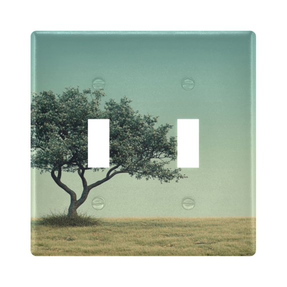 Dailycode Light Switch Plate Covers 2 Gang Wall Plate Plastics Outlet Covers for Kitchen Home Office Decor Tree and Moon