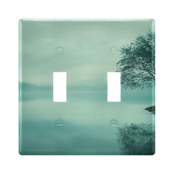 Dailycode Light Switch Plate Covers 2 Gang Wall Plate Plastics Outlet Covers for Kitchen Home Office Decor Tree on Lakeside