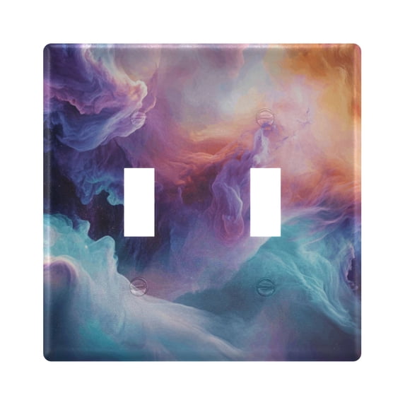 Dailycode Light Switch Plate Covers 2 Gang Wall Plate Plastics Outlet Covers for Kitchen Home Office Decor Vibrant Colors Swirling Clouds