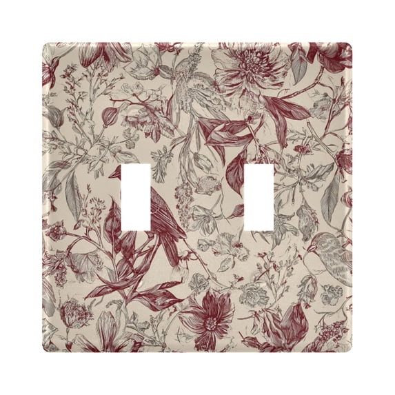 Dailycode Light Switch Plate Covers 2 Gang Wall Plate Plastics Outlet Covers for Kitchen Home Office Decor Vintage Floral and Bird
