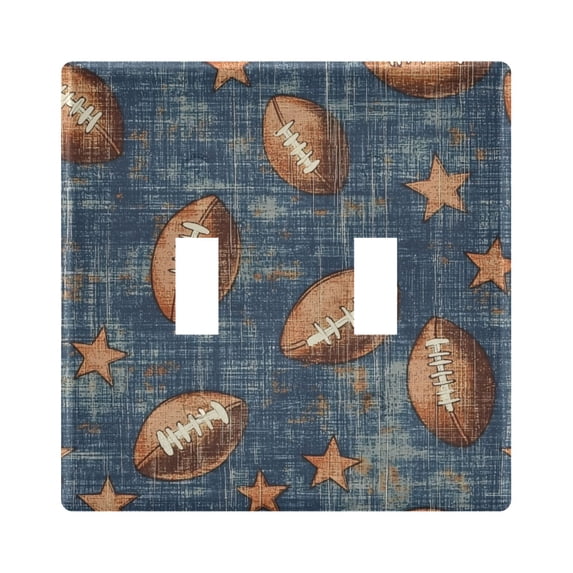 Dailycode Light Switch Plate Covers 2 Gang Wall Plate Plastics Outlet Covers for Kitchen Home Office Decor Vintage Rugby Star
