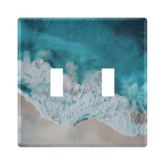 Dailycode Light Switch Plate Covers 2 Gang Wall Plate Plastics Outlet Covers for Kitchen Home Office Decor Waves and Beach