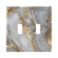 thumbnail image 1 of Dailycode Light Switch Plate Covers 2 Gang Wall Plate Plastics Outlet Covers for Kitchen Home Office Decor White Gold Marble, 1 of 8