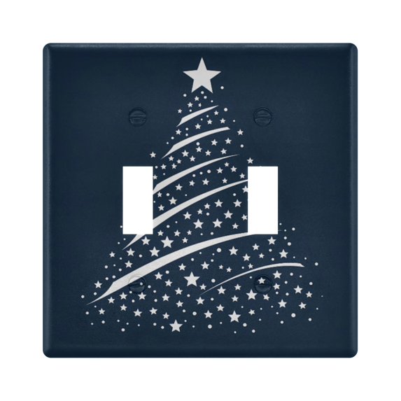Dailycode Light Switch Plate Covers 2 Gang Wall Plate Plastics Outlet Covers for Kitchen Home Office Decor White Starry Christmas Tree